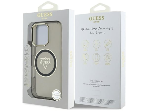 Guess IML Metal Mountain Logo MagSafe deksel til Apple iPhone 16 Pro Max sort