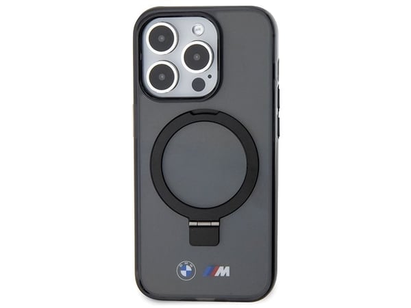 BMW BMHMP15LURSK MagSafe iPhone 15 Pro 6,1" hardcase svart med ringstativ (M Collection)