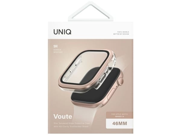 "Uniq Voute-deksel i herdet glass til Apple Watch 10 (46 mm) - Rose Gold