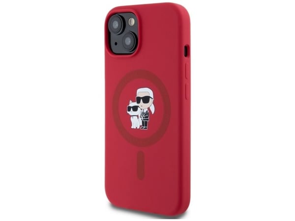 Karl Lagerfeld silikon Karl&Choupette Heads Ring MagSafe iPhone 15-skal - röd