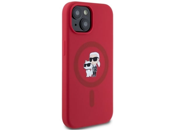 Karl Lagerfeld silikon Karl&Choupette Heads Ring MagSafe iPhone 15-skal - röd