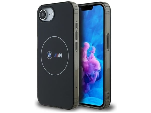 BMW kotelo IPHONE 16e (SE 4 2025) yhteensopiva MagSafe BMHMPSE424HBMKH (IML Metal White Circle) musta