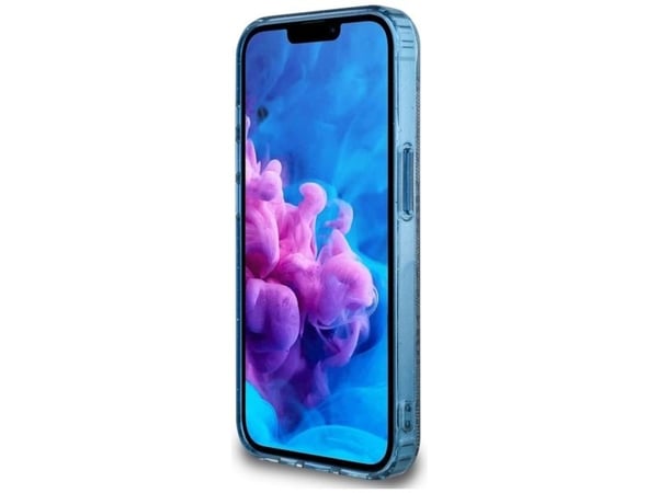 Case Guess IML Metal Glitter 4G Circle Triangle MagSafe for iPhone 16e blue