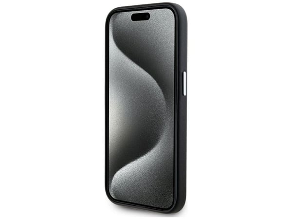 Alkuperäinen Karl Lagerfeld FW Metal Plate MagSafe tapauksessa Apple iPhone 15 Pro musta