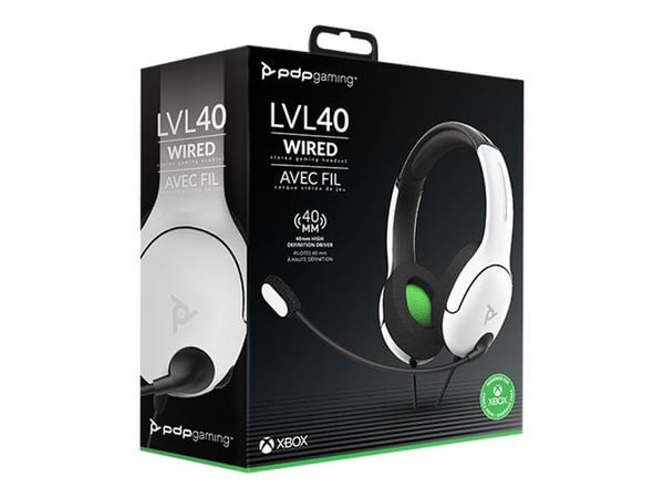 PDP Gaming LVL40 - For Xbox - hodesett - full størrelse - kablet - 3,5 mm jakk - hvit