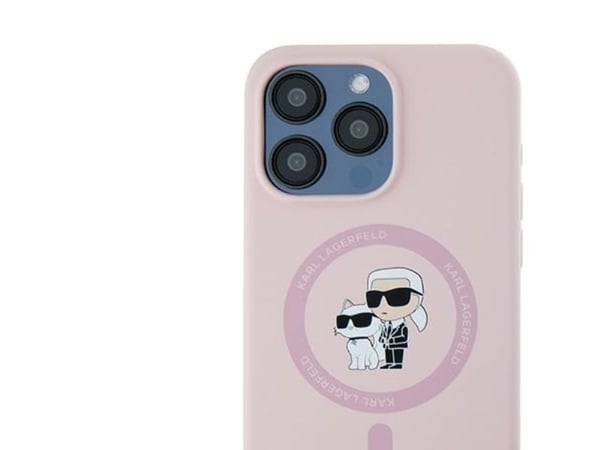 Karl Lagerfeld KLHMP15XSCMKCRHP iPhone 15 Pro Max 6,7" vaaleanpunainen / vaaleanpunainen kova kotelo Silikoni Karl &amp; Choupette rengas MagSafe
