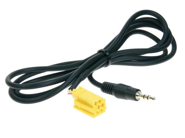 Aux adapter MINI-iso->mini-jack 1,25 m.