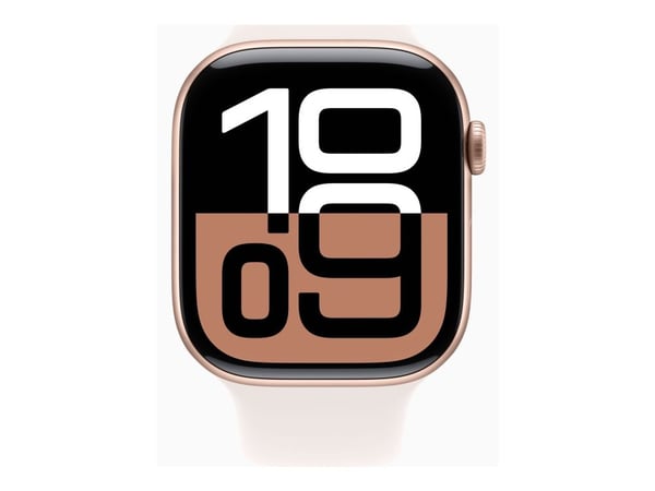 Apple Watch Series 10 (GPS + Cellular) - 46 mm - rosegull aluminium - smartklokke med sportsbånd - fluorelastomer - lett rouge - båndbredde: M/L - ...