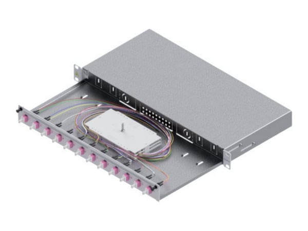 EasyLan - Spleiseboks for fiberoptikk - grade C - front - rackmonterbar - LC Duplex SM X 12 - grå, RAL 7035 - 1U - 19" EasyLan - Spleiseboks for fiberoptikk - grade C - front - rackmonterbar - LC Duplex SM X 12 - grå, RAL 7035 - 1U - 19"
