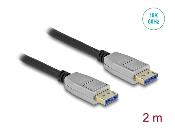 Delock - DisplayPort-kabel - DisplayPort (hann) til DisplayPort (hann) - DisplayPort 2.0 - 2 m - 10 K 60 Hz (10240x4320) støtte - svart