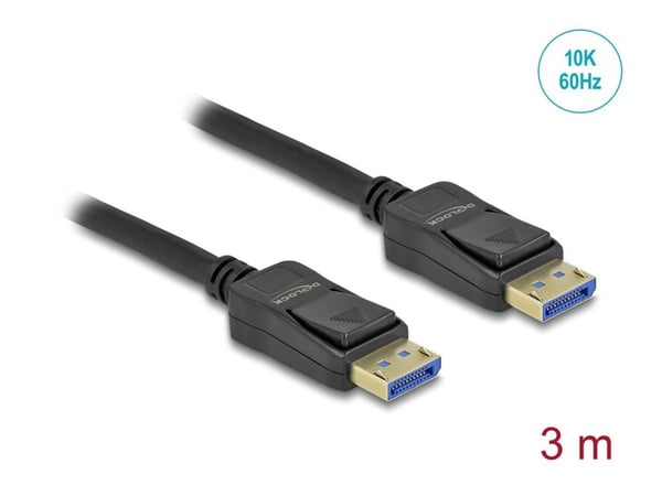 Delock - DisplayPort-kabel - DisplayPort (hane) till DisplayPort (hane) - DisplayPort 2.0 - 3 m - stöd för 10K 60 Hz (10.240x4320) - svart