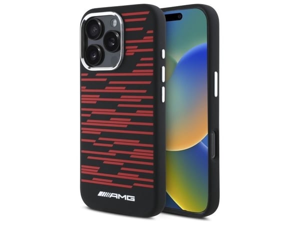 Mercedes AMG AMHMP16X24SSRK Apple iPhone 16 Pro Max 6.9 "Puhelimen tapauksessa musta silikoni grafiikka MagSafe