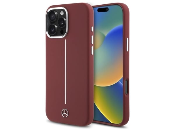 Mercedes MEHMP16X23SUMSR Apple iPhone 16 Pro Max 6.9" Silikoni puhelimen kotelo punainen raita MagSafe