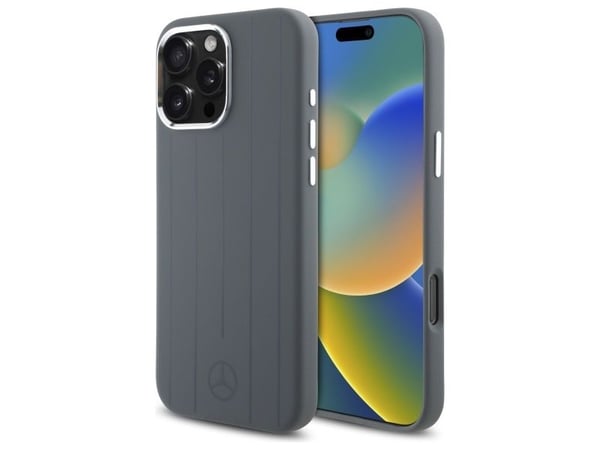 Mercedes MEHMP16X23SUVSA Apple iPhone 16 Pro Max 6.9 "Puhelinkotelo harmaa silikoni pystysuora Tonal raidat MagSafe