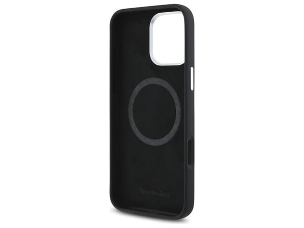 Mercedes MEHMP16L23SUGDK iPhone 16 Pro 6,3" hårt skal i silikon, tonalt logomotiv, wood pattern, MagSafe, svart/svart
