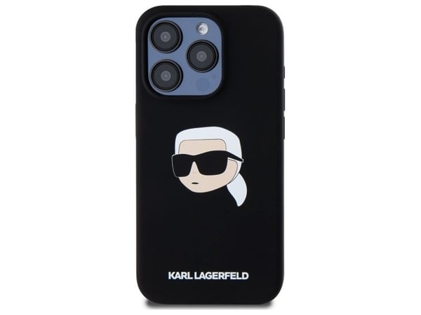 Karl Lagerfeld KLHMP15LSKHPPLK hardt etui til Apple iPhone 15 Pro 6,1" svart, Silicone Karl Head Print, MagSafe