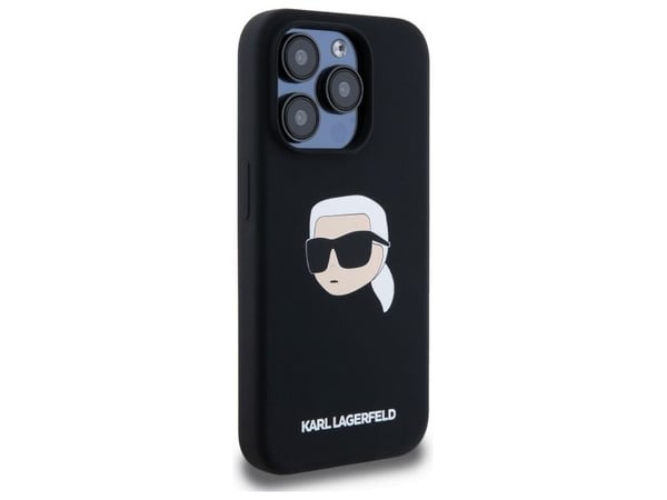 Karl Lagerfeld KLHMP15LSKHPPLK hardt etui til Apple iPhone 15 Pro 6,1" svart, Silicone Karl Head Print, MagSafe
