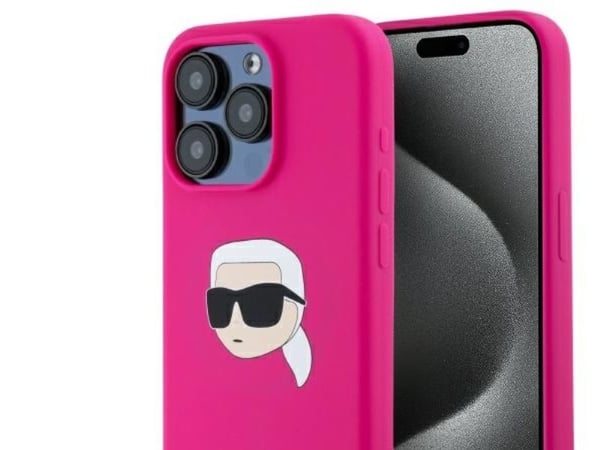 Karl Lagerfeld KLHMP15XSKHPPLF mobildeksel til Apple iPhone 15 Pro Max 6,7" fuchsia hardt deksel i silikon Karl Head Print MagS