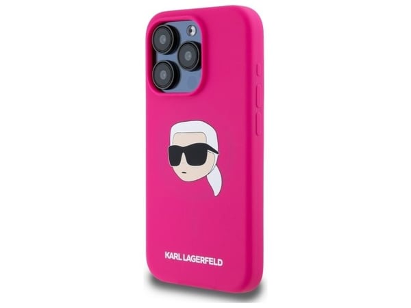 Karl Lagerfeld KLHMP15XSKHPPLF mobildeksel til Apple iPhone 15 Pro Max 6,7" fuchsia hardt deksel i silikon Karl Head Print MagS