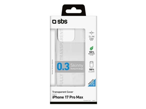 SBS Skinny, Mobilskal, Apple, iPhone 17 Pro Max, 17,5 cm (6.9"), Transparent