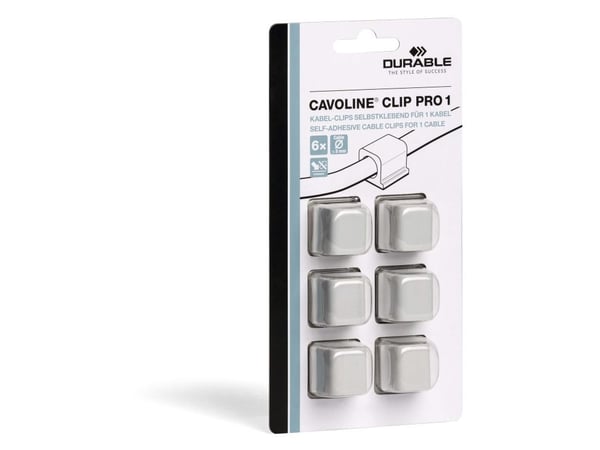 DURABLE CAVOLINE CLIP PRO 1 - Kabel klips - grå (en pakke 6)