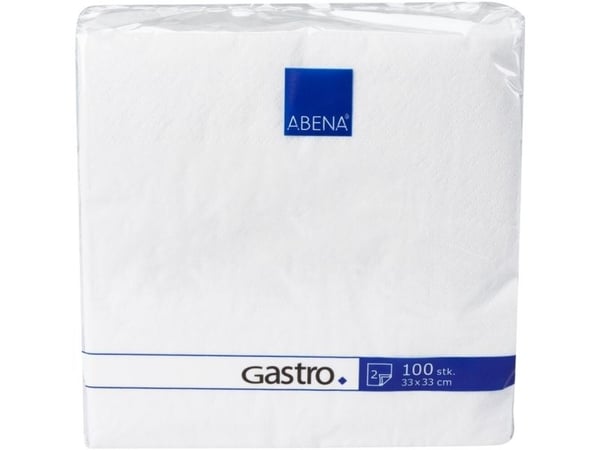 Lounaslautasliina, ABENA Gastro, 2-kertainen, 1/4 taitto, 33x33cm, valkoinen - (24 kpl)