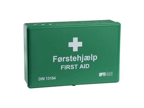 OS Førstehjælpskasse - Ass. indhold, til behandling af småskader HxBxL: 8x17x26cm