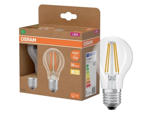 OSRAM HOMELIGHTING 4099854253546 LED (RGB)-lamp EEK A (A - G) E27 Pæreform 5 W = 75 W Varmhvid (Ø x H) 60 mm x 60 mm 2 stk