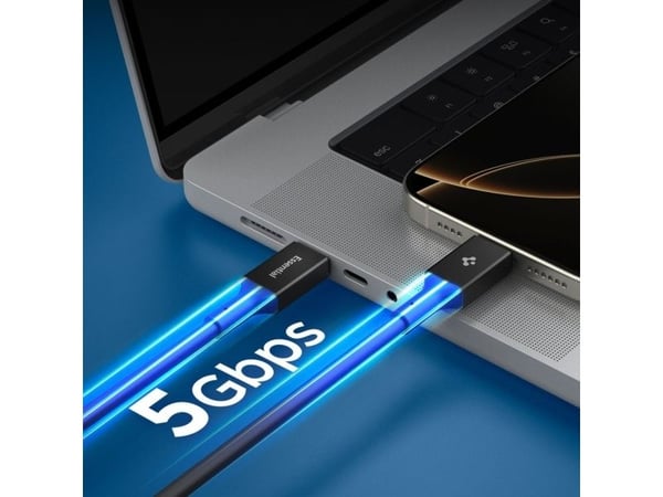 Spigen ACA09460, 2 m, USB C, USB C, USB 3.2 Gen 1 (3.1 Gen 1), 5 Gbit/s, Svart