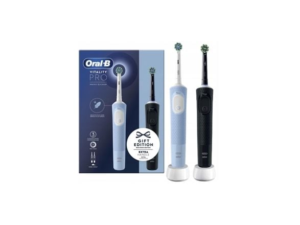 Oral-B Vitality Pro D103 Duo elektrisk tannbørste 2 stk Black/Purple
