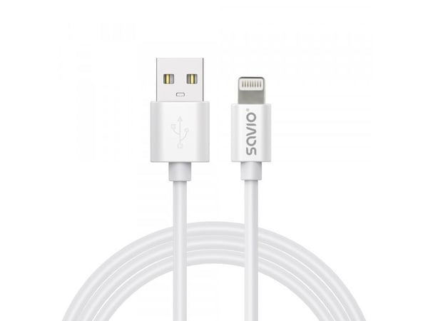 Savio Cl-193, 2 m, USB A, USB C/Lightning, USB 2.0, Hvit