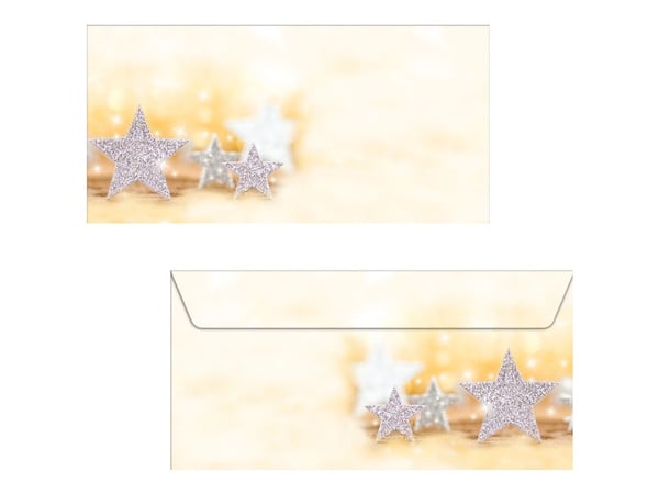 Sigel Christmas - Konvolutt - International DL (110 x 220 mm) - lommebok - åpen side - gummiert - utskrivbar - glitterstjerner - pakke av 50