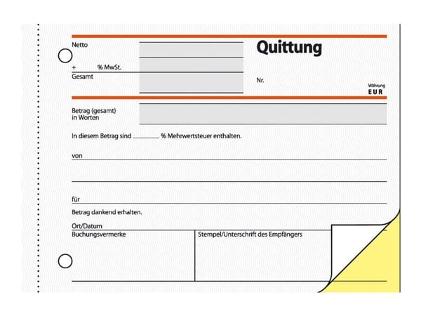 Sigel - Kvittering - 40 ark - A6 (105 x 148 mm) - landskap - dublett - karbonfri Sigel - Kvittering - 40 ark - A6 (105 x 148 mm) - landskap - dublett - karbonfri