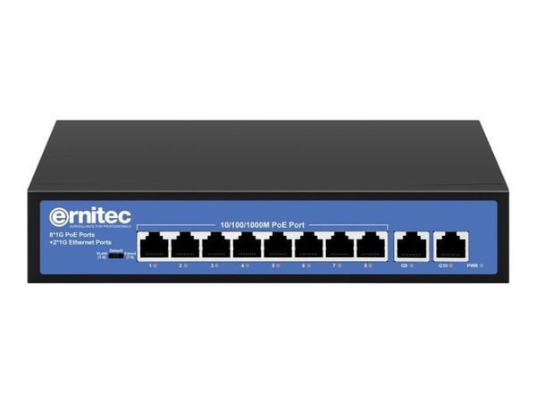 Ernitec ELECTRA-U08-1GB-110W, Hallitsematon, Gigabit Ethernet (10/100/1000), Täysin kaksipuolinen, Power over Ethernet -tuki