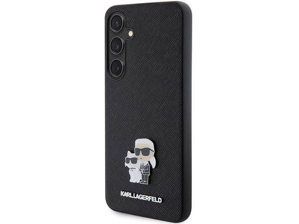 Samsung Galaxy S24 Karl Lagerfeld-skal Saffiano Karl & Choupette Metal Pin (KLHCS24SPSAKCMPK) svart