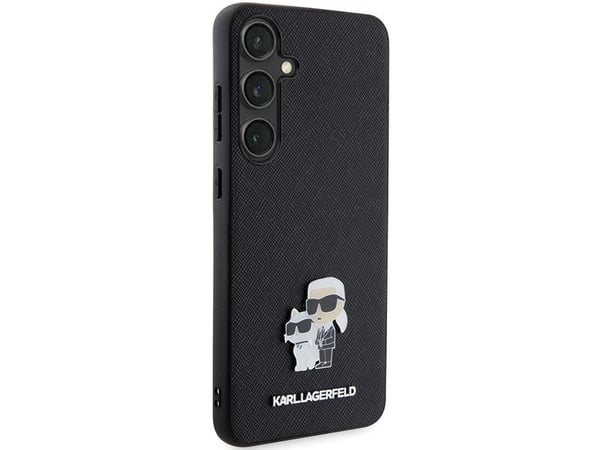 Samsung Galaxy S24 Karl Lagerfeld-skal Saffiano Karl & Choupette Metal Pin (KLHCS24SPSAKCMPK) svart