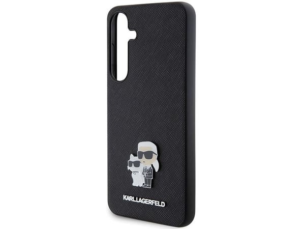 Samsung Galaxy S24 Karl Lagerfeld-skal Saffiano Karl & Choupette Metal Pin (KLHCS24SPSAKCMPK) svart