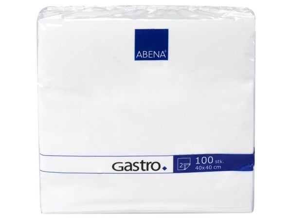 Lautasliina, ABENA Gastro, 2-kerroksinen, 1/4 taitto, 40x40cm, valkoinen - (20 kpl)