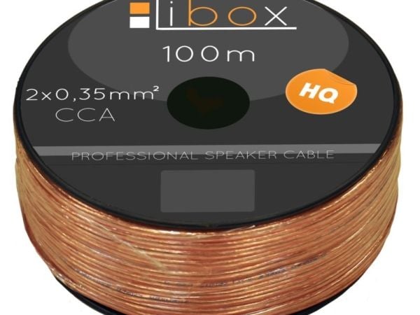 Libox Kabel glosnikowy 2×0,35mm LB0004, Kopparpläterat aluminium, 100 m, Transparent
