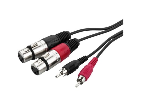 Monacor MCA-127J, 2 x XLR (3-stift), Hanstik, 2 x RCA, Hanstik, 1 m, Sort