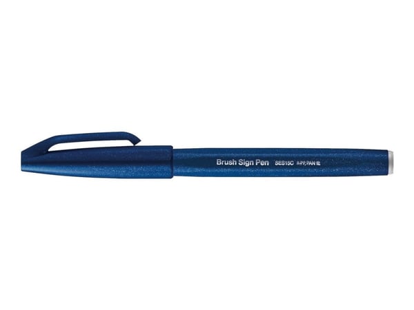 Pentel Sign Pen - Børstepenn - marineblå - vannbasert blekk - 2 mm