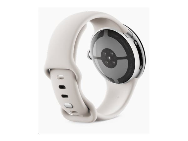Google Pixel Watch 4 - 41 mm - polert sølvaluminium - smartklokke med aktivt bånd - fluorelastomer med myk berøringsoverflate - porselen - båndbred...