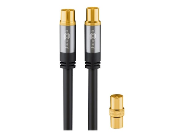 goobay - Antennkabel - IEC-kontakt hona till IEC-kontakt hane - 3 m - sköldad i fyra lager - 135 dB - svart - fast