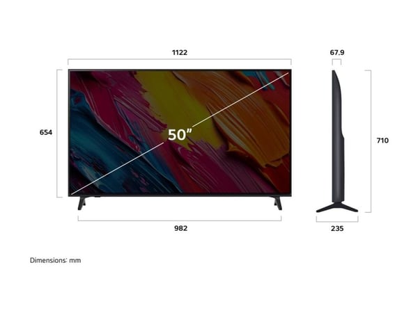 LG QNED AI 50QNED70A6A, 127 cm (50"), 3840 x 2160 pikseliä, QNED, Älytelevisio, Wi-Fi, musta