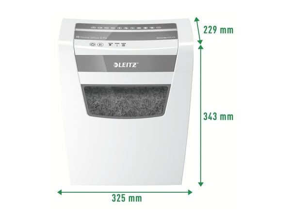 LEITZ IQ Home Office S dokumentmakulator med partikkelkuttet P-4, 4 x 28 mm, opptil 8 ark, hvit (80360000)