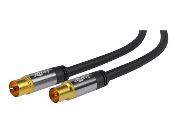 goobay - Antennkabel - IEC-kontakt hona till IEC-kontakt hane - 3 m - sköldad i fyra lager - 135 dB - svart - fast