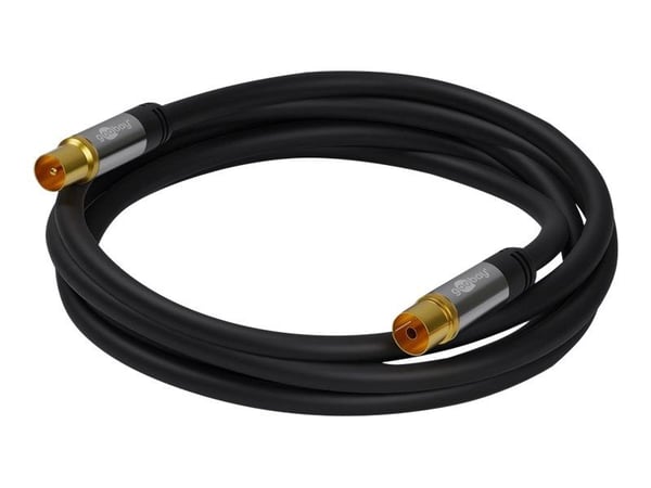 goobay - Antennkabel - IEC-kontakt hona till IEC-kontakt hane - 3 m - sköldad i fyra lager - 135 dB - svart - fast