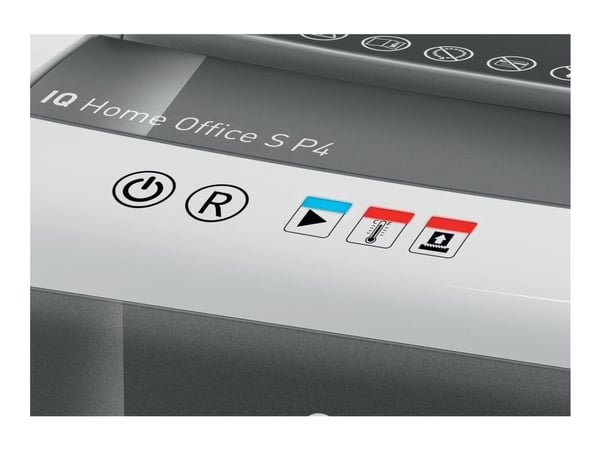 LEITZ IQ Home Office S dokumentmakulator med partikkelkuttet P-4, 4 x 28 mm, opptil 8 ark, hvit (80360000)