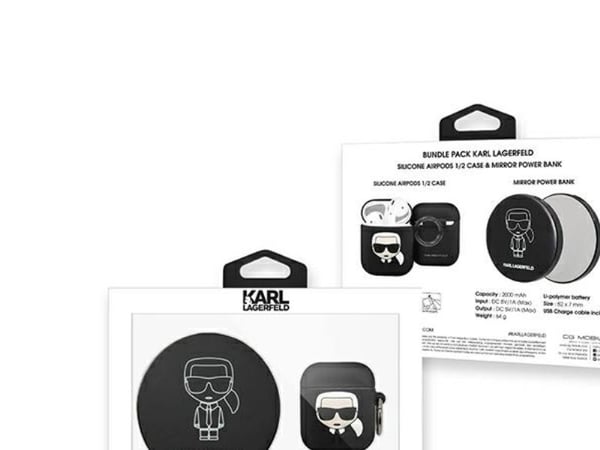 Karl Lagerfeld laddningsetui KLBPPBOA2K Ikonik för AirPods + powerbank svart