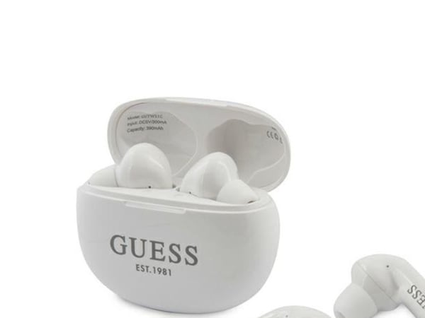 Gjett GUTWS1CWH TWS Bluetooth-hodetelefoner + dokkingstasjon hvit/hvit
